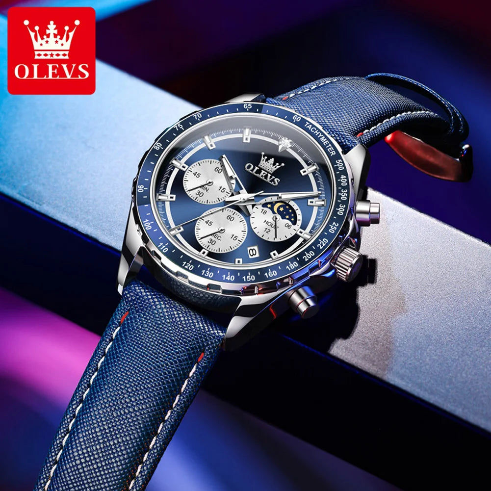 OLEVS 2945 Watches For Man Top Brand Young Fashion Original Quartz Wristwatch Waterproof Leather Starp Luminous   Reloj Hombre 