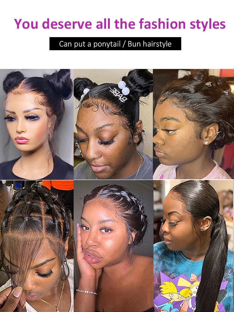 30 40 Inch Bone Straight Human Hair Lace Frontal Wigs Brazilian 13x4 13x6 Lace Front Human Hair Wigs For Women Pre Plucked 200%