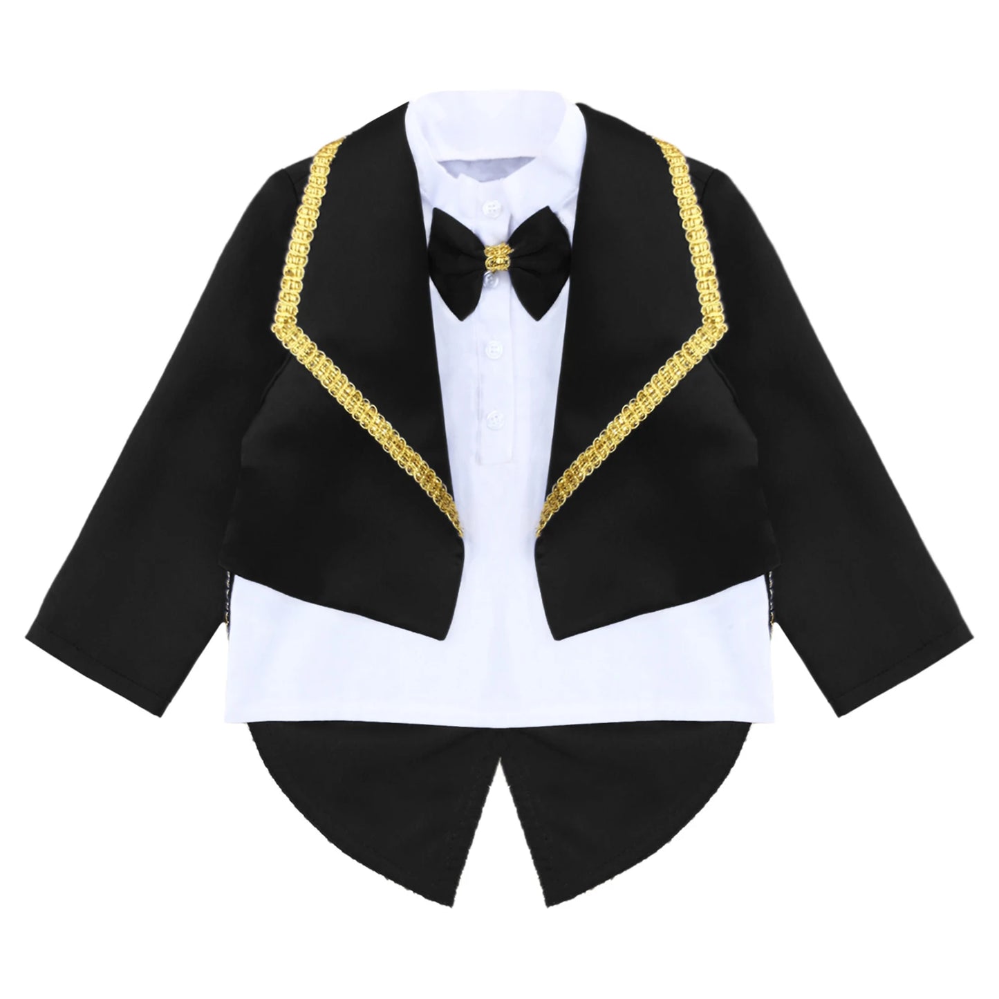 Toddler Baby Boys Formal Gentlemen Suit Long Sleeve Bowknot Tuxedo Tops with Pants Kids Wedding Party Banquet Christening Outfit