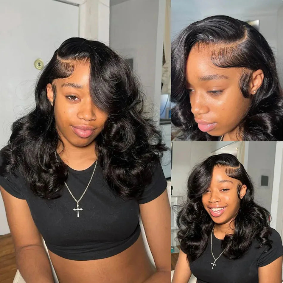 Short Peruvian Body Wave Bundles 3/4Deals 100% Unprocessed Virgin Human Raw Hair Weave Loose Short Hair Loose Body Weave Bundles