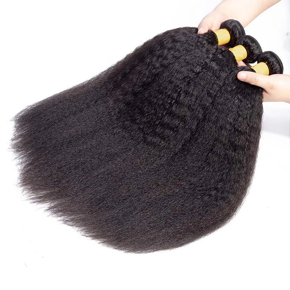 1 3 4 Bundles Kinky Straight Peruvian Hair Weave Bundles Raw Human Hair Bundle Virgin Remy Extensions For Women Coarse Yaki Weft