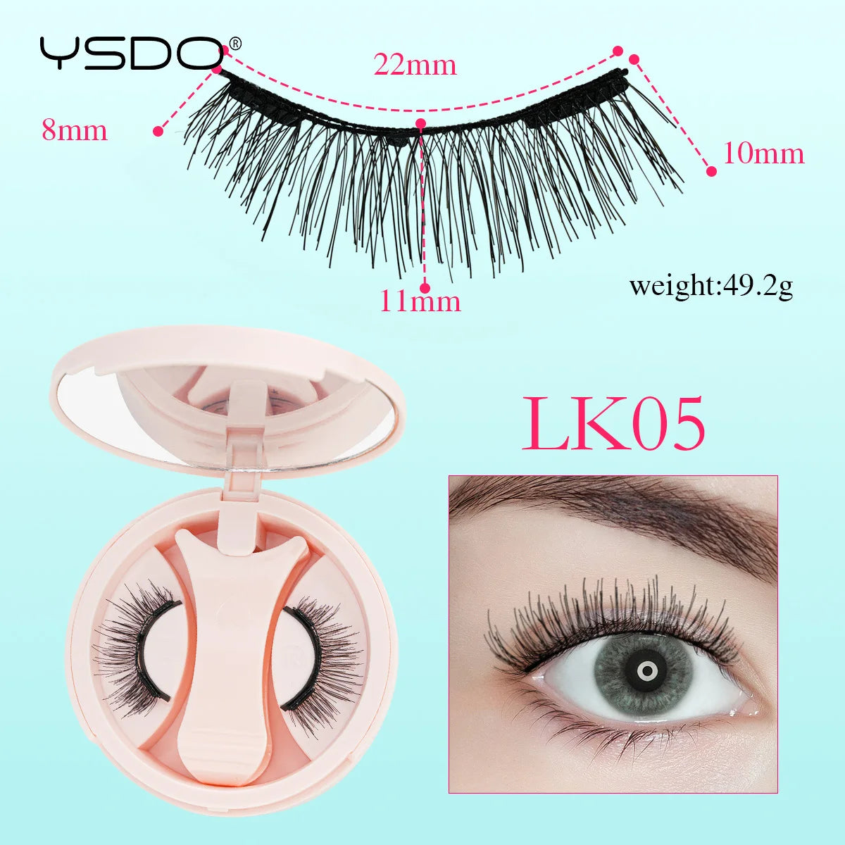 YSDO 1 Pair Magnetic Eyelashes Long-Lasting No Glue Needed Magnetic False Lashes Reusable Makeup Soft Faux 3D Mink Eyelash Tools