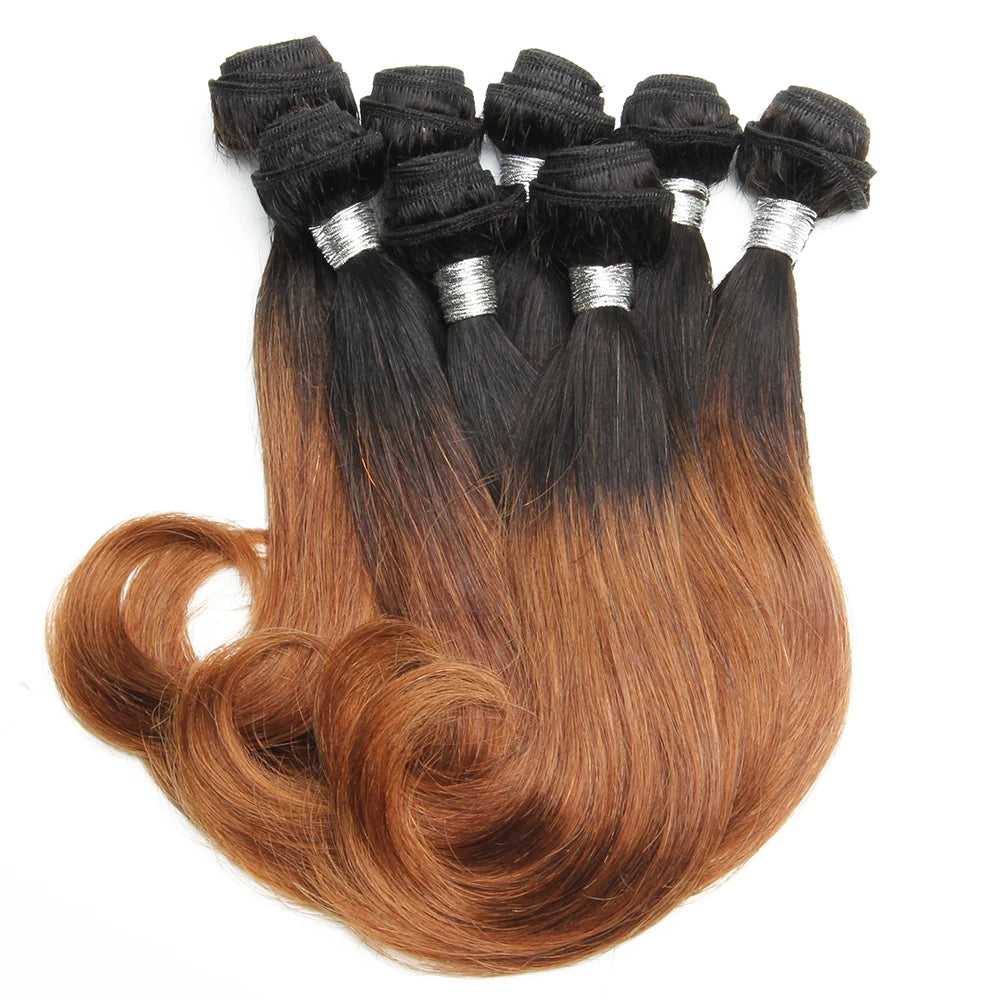 Brazilian Curly Hair Bundles for Women Ombre Curly Human Hair Bundles 8 Bundles Bob Hair Extensions Bundles Human Hair T1b 27 30