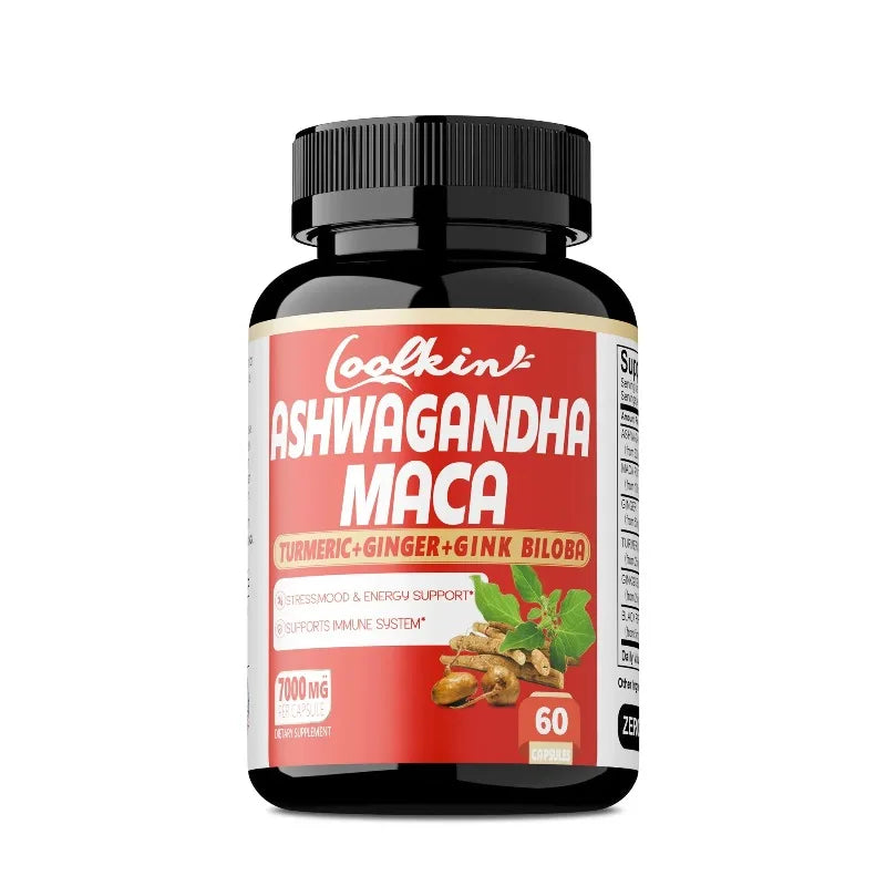 Ashwagandha and Maca Capsules - Improves Muscle, Endurance, Strength and Male Performance, Relieves StressCapsule