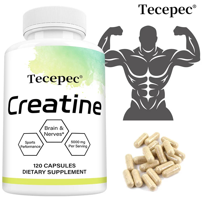 Creatine - Builds Muscle, Improves Athletic Performance, Enhances Physical Endurance and Improves Recovery - 120 Capsules