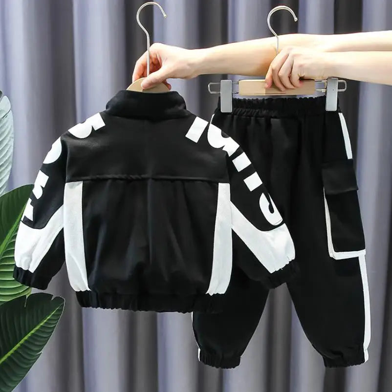 Boys Clothing Suit Spring and Autumn Children's Sportswear Two-piece Set fashion New zipper Jacket+Pants Suit For Boy 2-10Y