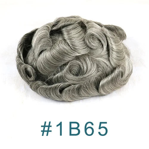 100% Human Hair 80Density Natural Hairline 0.02mm Full Skin Base Men Toupee #1B80 #60R Capillary Prosthesis System Man Hairpiece
