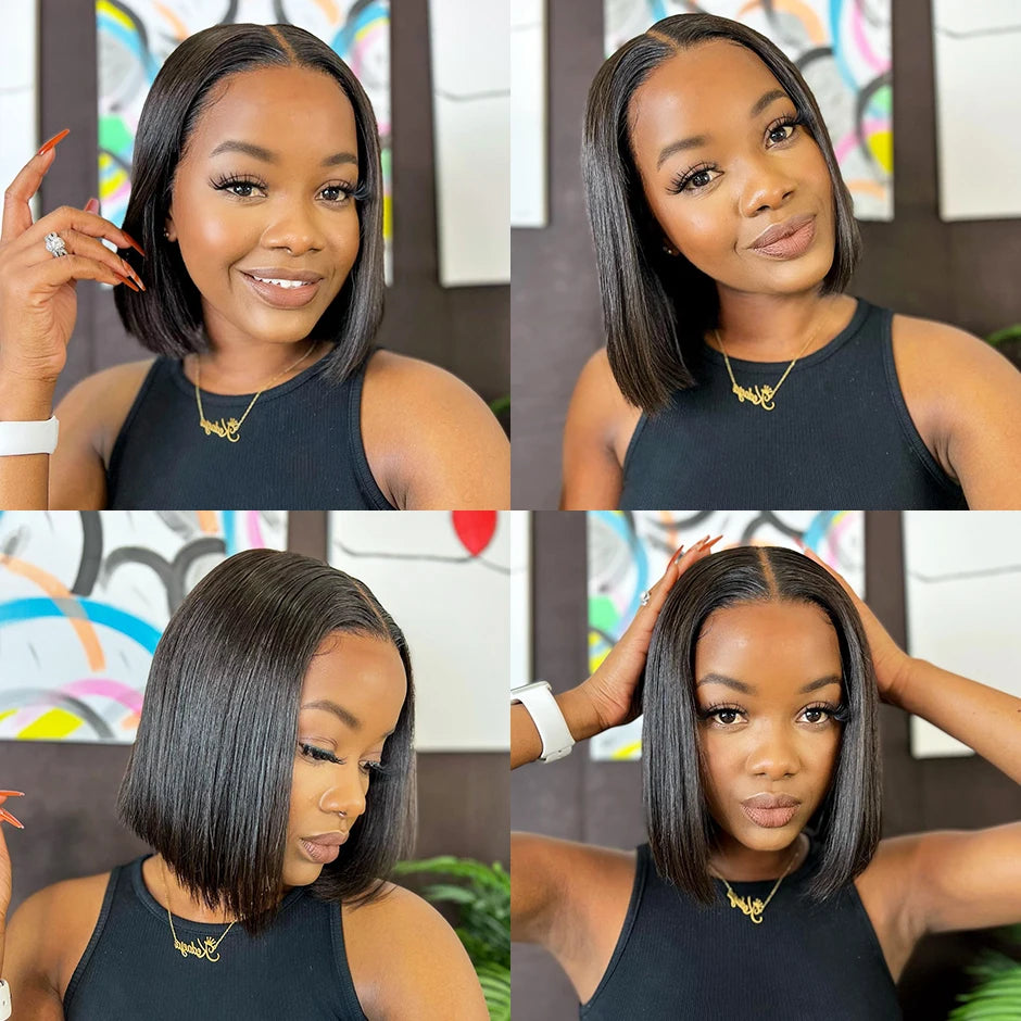 Bone Straight Nartual Bob Wig Hd 13x4 Lace Front Human Hair Wig For Black Women Transparent Frontal Straight Wig 10 12 14 Inch