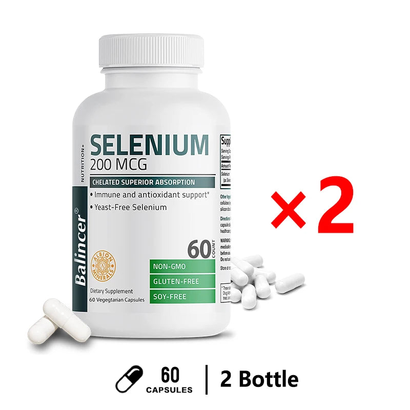 Balincer 200mcg Mineral Antioxidant Supplement with Selenium - Supports Immune, Overall Health - Non-GMO, Easy to Absorb