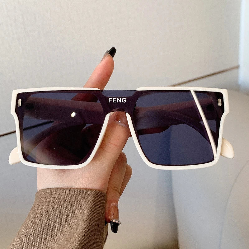 Sunglasses Men Fashion Oversized Square Frame Punk Glasses Brand Designer Women Large Eyewear Shades UV400 Protection Eyeglasses