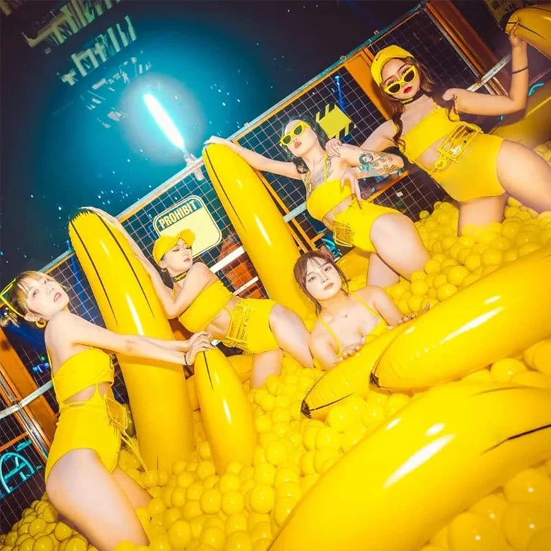 1pc Inflatable Banana 60cm/180cm Fake Banana Fruit Props Inflatable Toys Bachelorette Party Games Toss Ring Toy