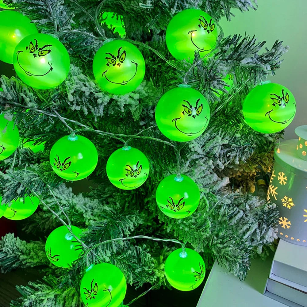 2024 Halloween Day Decoration Party String Lights Funny Green Balls Lights DIY Christmas Tree Decor Light Holiday Party Supplies