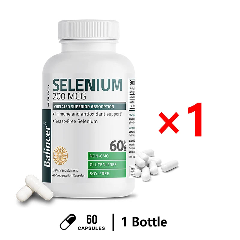 Balincer 200mcg Mineral Antioxidant Supplement with Selenium - Supports Immune, Overall Health - Non-GMO, Easy to Absorb