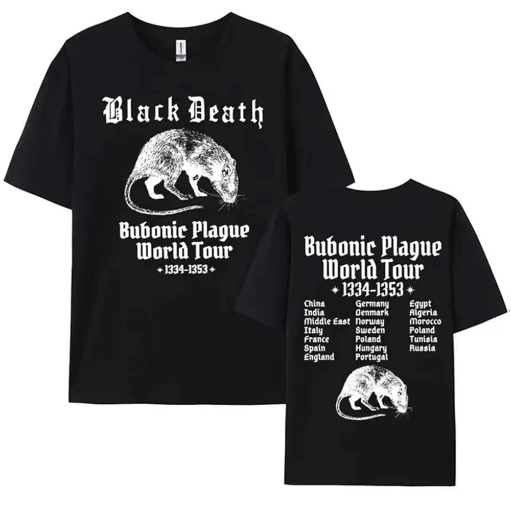 T Shirt Men Mens Clothing T Shirt Homme Mens T Shirt  New in Top & Tees Tee Shirt Bubonic Plague World Tour Funny Meme Gothic