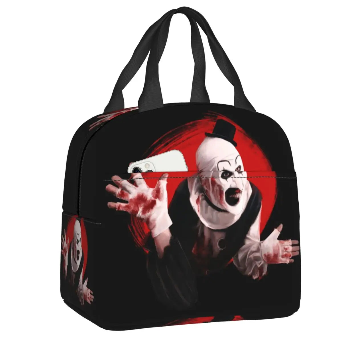 Custom Art Crispies Terrifiers Halloween Horror Movie Lunch Bag Men Women Cooler Thermal Insulated Lunch Boxes for Adult Office