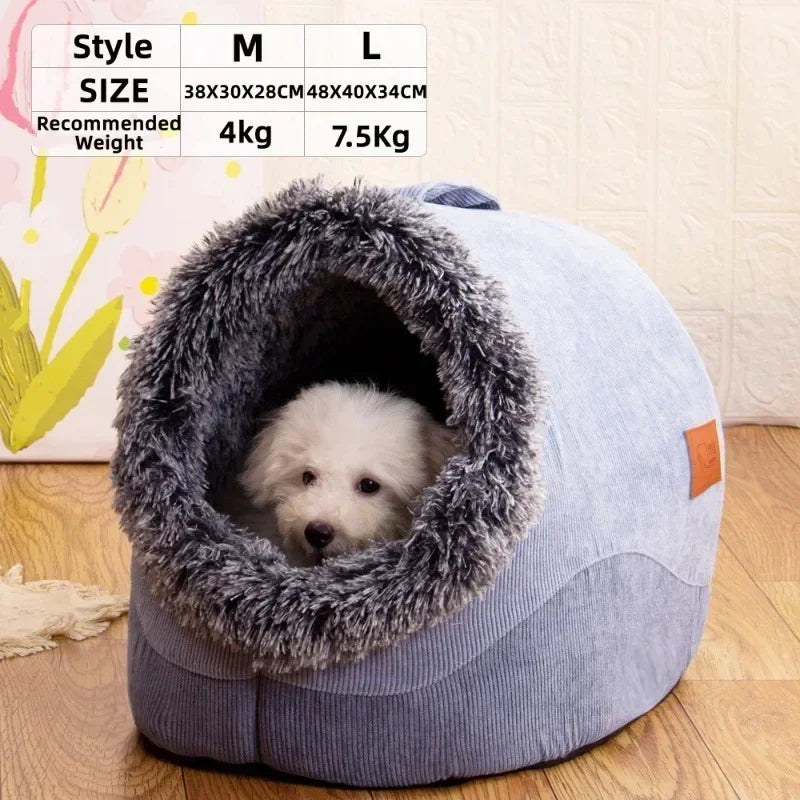 Pet House for Small Dog Cat Bed House Portable Enclosed Plush Pet Kitten Nest Winter Warm Soft Pet Cave Kennel Deep Sleep Sofa