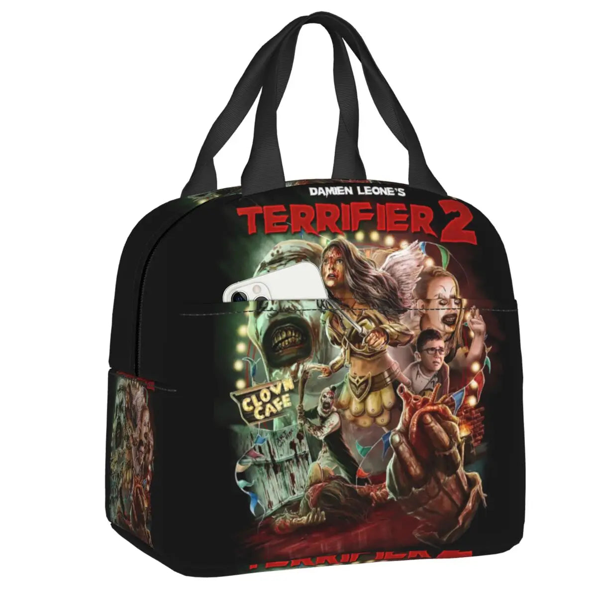 Custom Art Crispies Terrifiers Halloween Horror Movie Lunch Bag Men Women Cooler Thermal Insulated Lunch Boxes for Adult Office