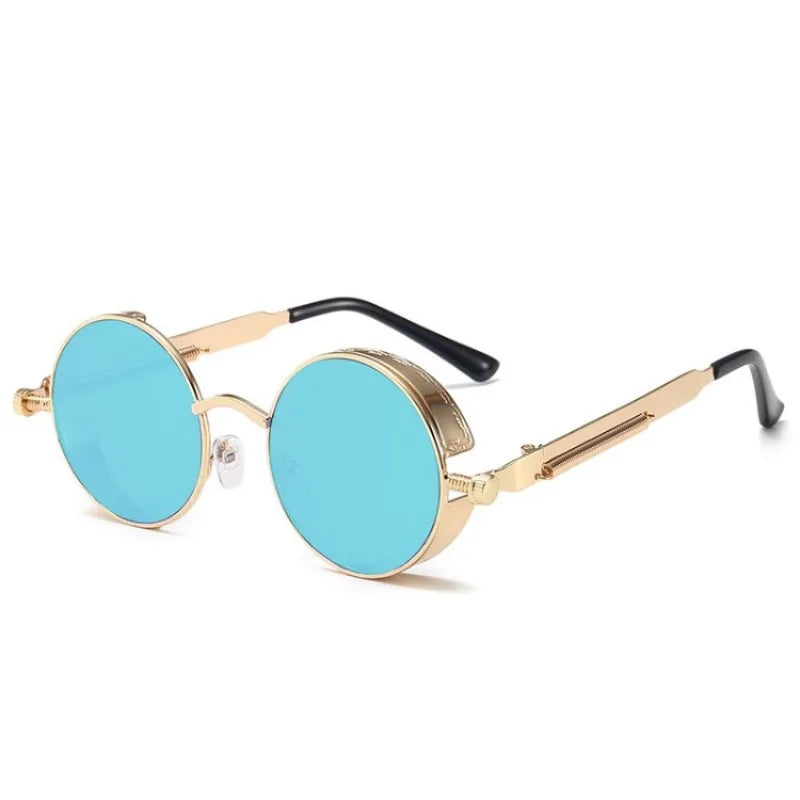 Classic Steampunk Sunglasses for Men and Women Retro Round Metal Frame Sunglasses