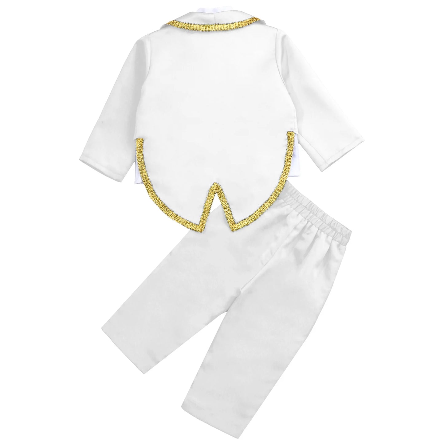 Toddler Baby Boys Formal Gentlemen Suit Long Sleeve Bowknot Tuxedo Tops with Pants Kids Wedding Party Banquet Christening Outfit