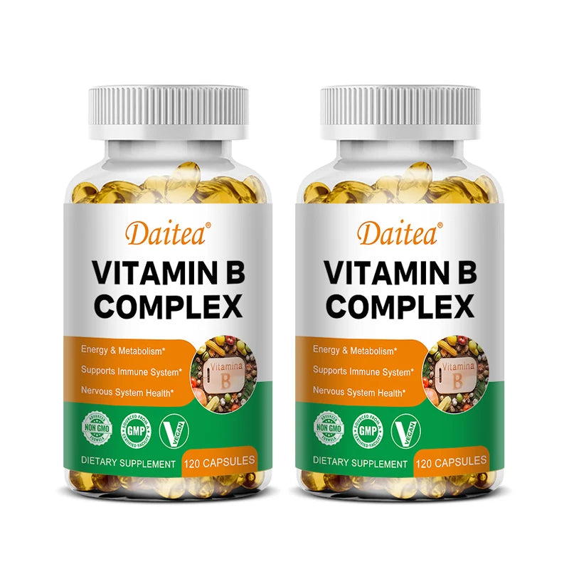 Organic Vitamin B Complex Supports Energy, Immune Health, Antioxidant Supplement - 30/60/120 Vegetarian Capsules