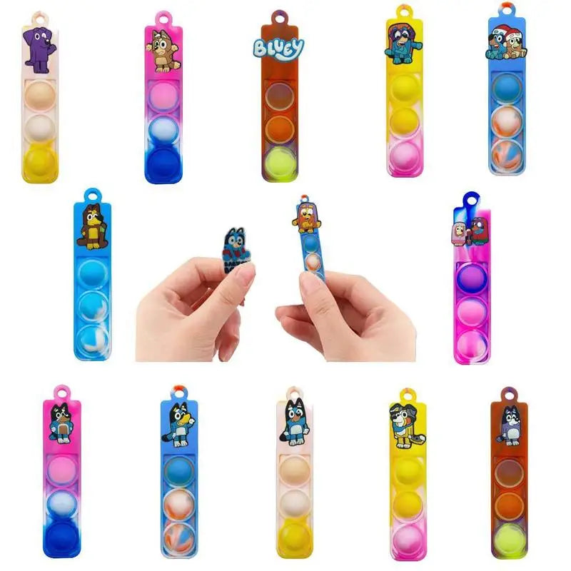Bluey silicone round long bubble pendant silicone color decompression backpack pendant Bluey's friends keychain Halloween gift