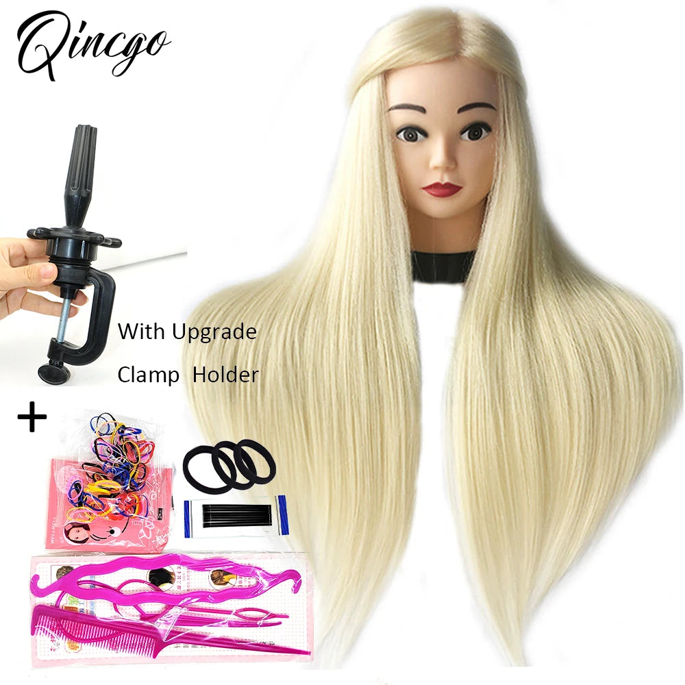 85% Real Human Hair Mannequin Heads For Curling Straighten Training Professional Solon Hairdresser Dummy Doll Heads For Hairstyl