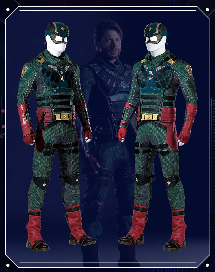 The Boys Soldier Boy Suit Costume American Hero Carnival Halloween Cosplay Green Superhero Ben Battle Outfit Adult  Men Suit