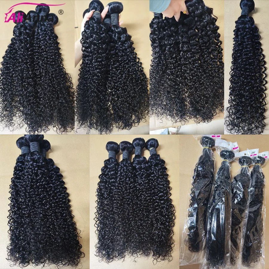 Curly Bundles Human Hair 30 32 Inch Brazilian Human Hair Bundles Water Wave Bundles 100% Human Hair Extensions Raw Hair Bundles