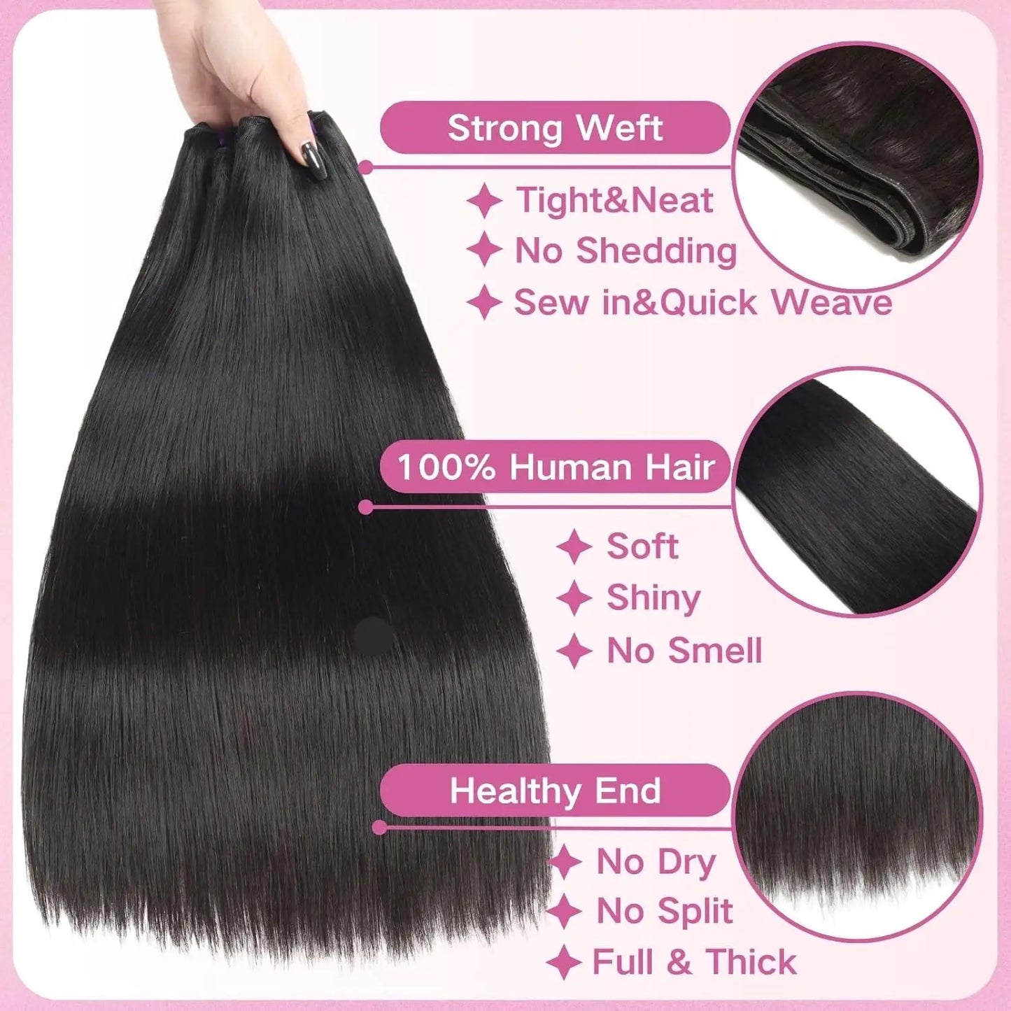 30 Inch Brazilian Bone Straight Hair Bundles 100% Human Hair Weave Bundles Straight Virgin Human Hair 1/3/4 Bundles
