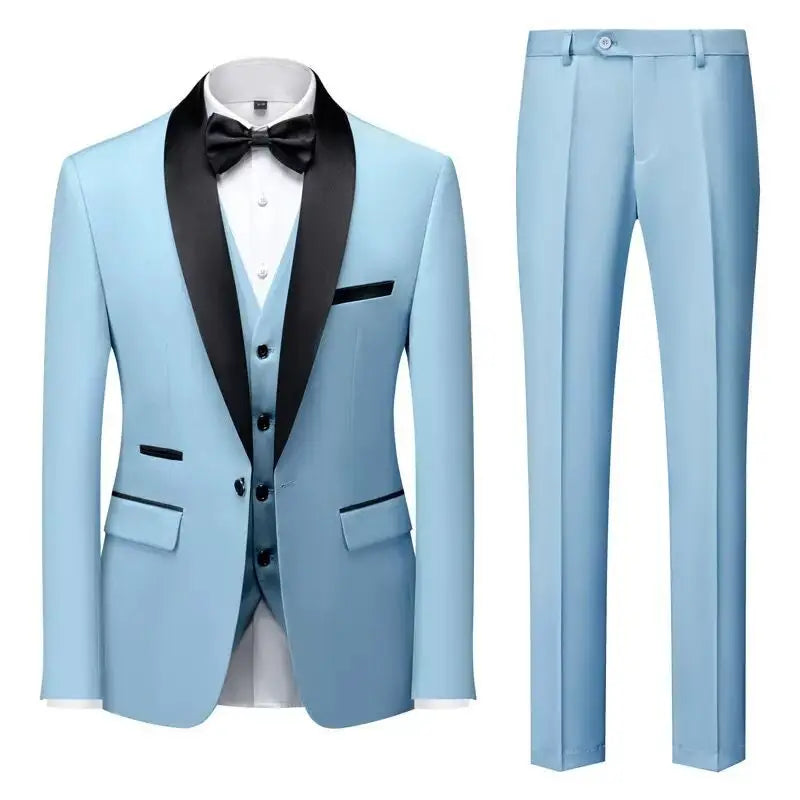 Suit (Blazer+ Vest + Pants) Men's Business Gentleman Fashion Slim Work Solid Color Plus Size Fair Dress Wedding Best Man Suits