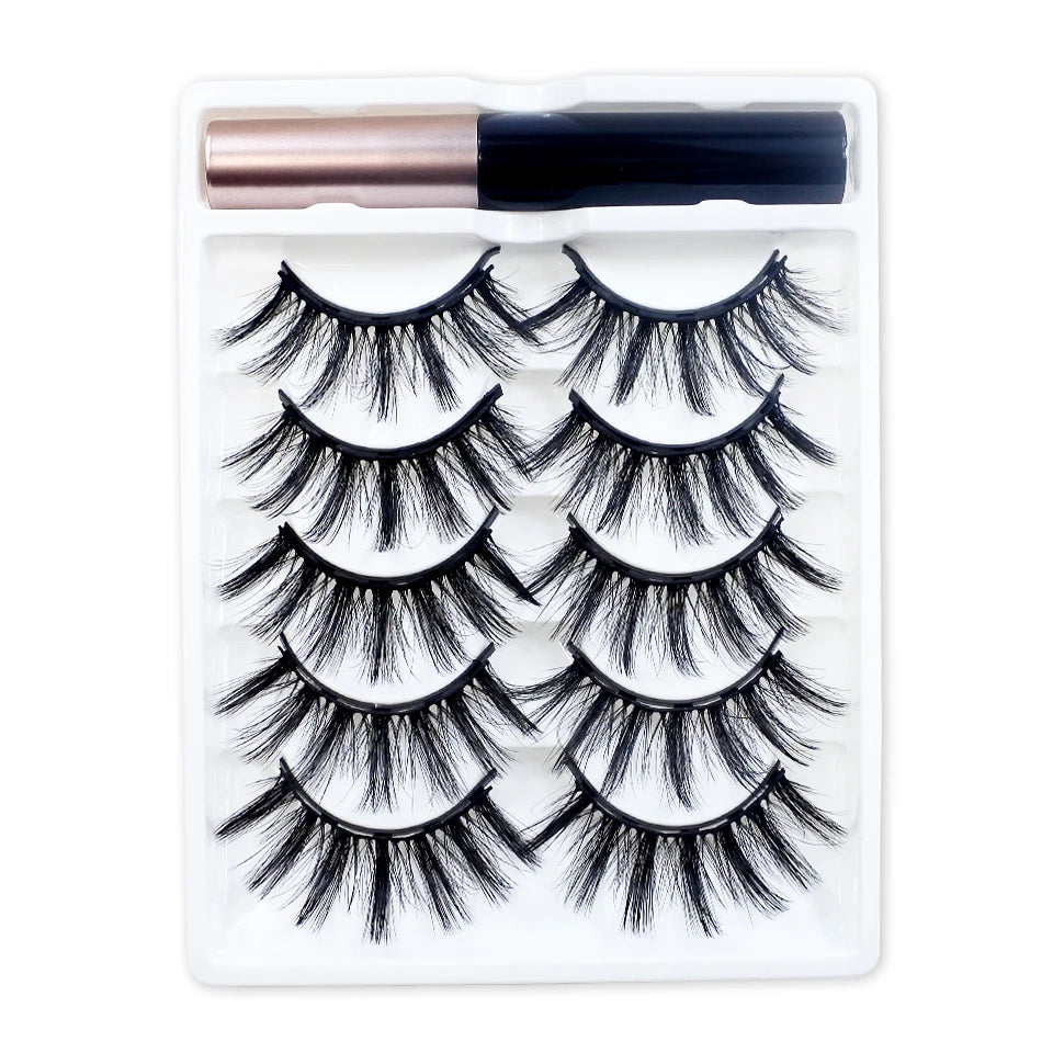 REDSIREN Natural Magnetic Lashes Makeup 1/5Pairs Reusable Magnetic False Eyelashes and Eyeliner Kit