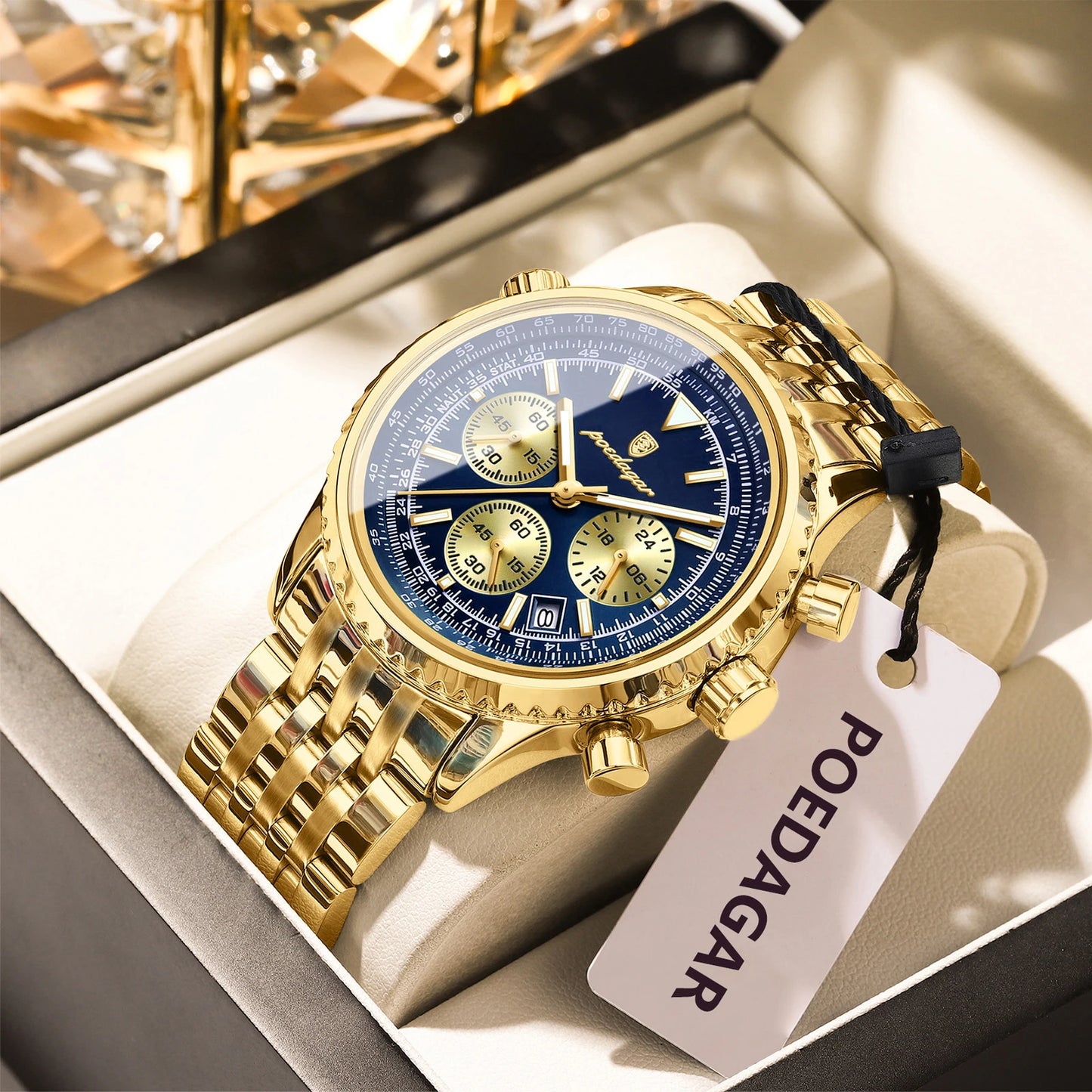 POEDAGAR Luxury Men's Watch Date Chronograph Stainless Steel Quartz Man Watch Waterproof Luminous Business Watches For Men Reloj