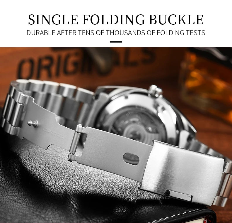 TEVISE New Automatic Mechanical Watch for Men Waterproof Stainless Steel Skeleton Luminous Watch Fashion Casual Wristwatch