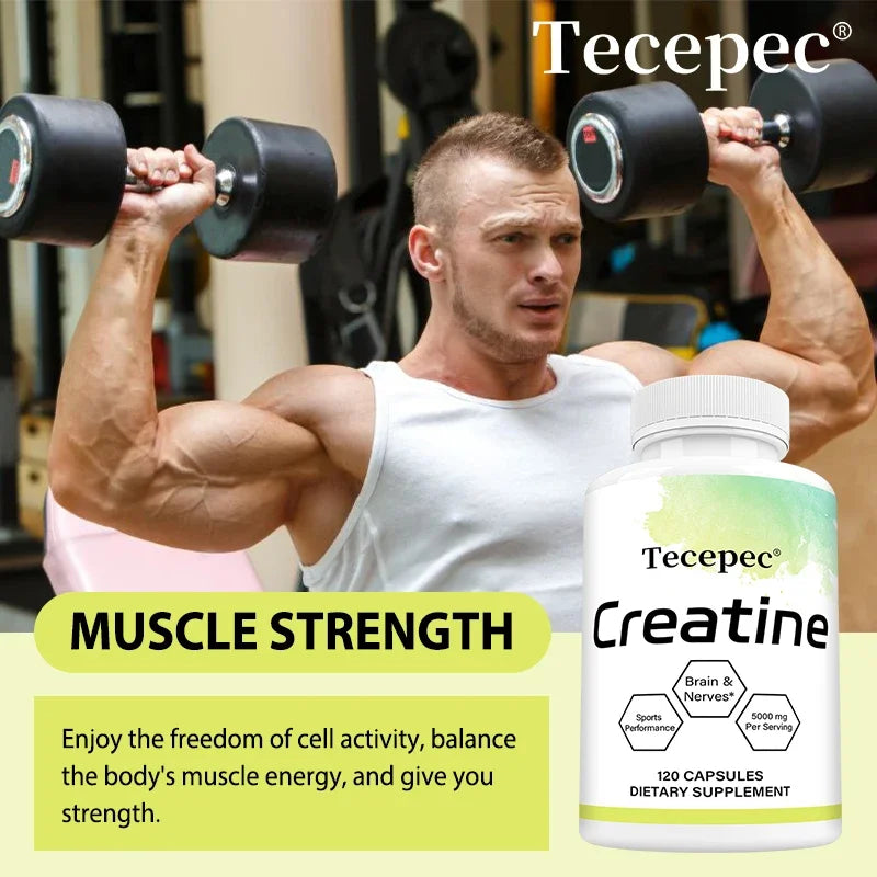 Creatine - Builds Muscle, Improves Athletic Performance, Enhances Physical Endurance and Improves Recovery - 120 Capsules