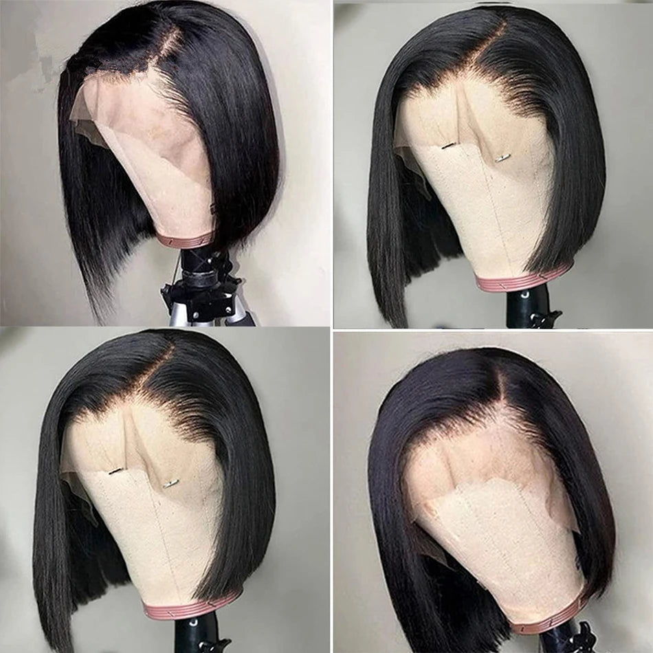Bone Straight Bob Wig Lace Front Human Hair Wigs For Women Short Bob Wig side part Lace Frontal Wig Brazilian Human Hair 180%
