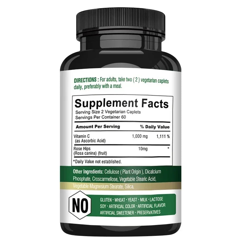 Vitamin C Capsules - Boost Immunity, for Skin, Heart, Teeth Health, Antioxidant, Dietary Supplement