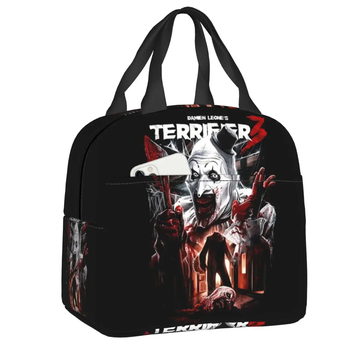 Custom Art Crispies Terrifiers Halloween Horror Movie Lunch Bag Men Women Cooler Thermal Insulated Lunch Boxes for Adult Office