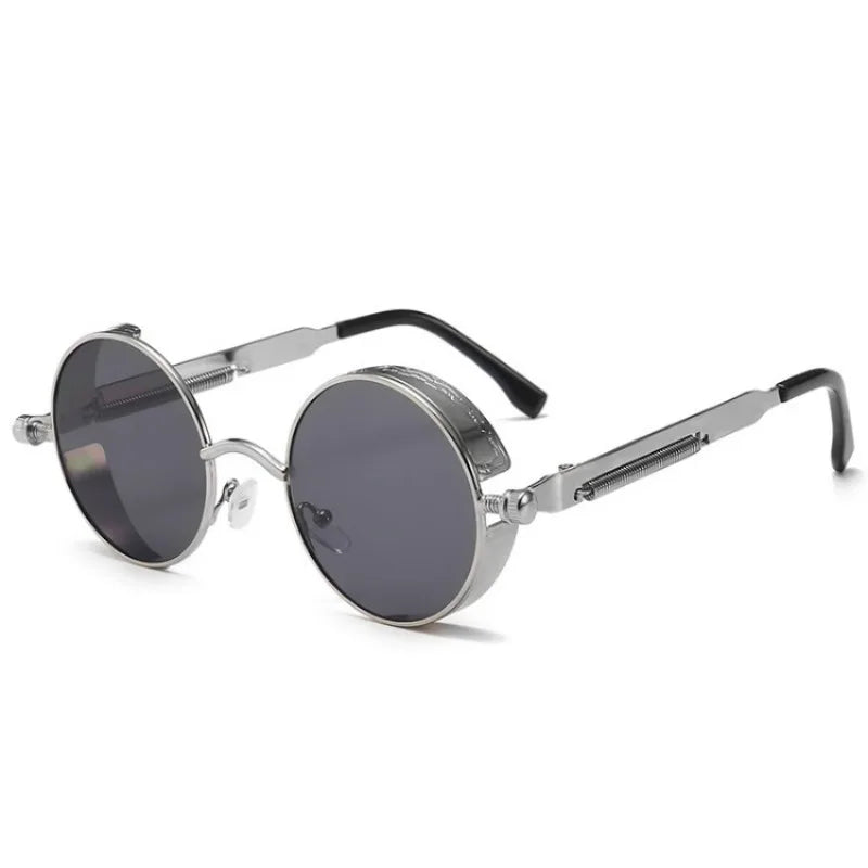Classic Steampunk Sunglasses for Men and Women Retro Round Metal Frame Sunglasses