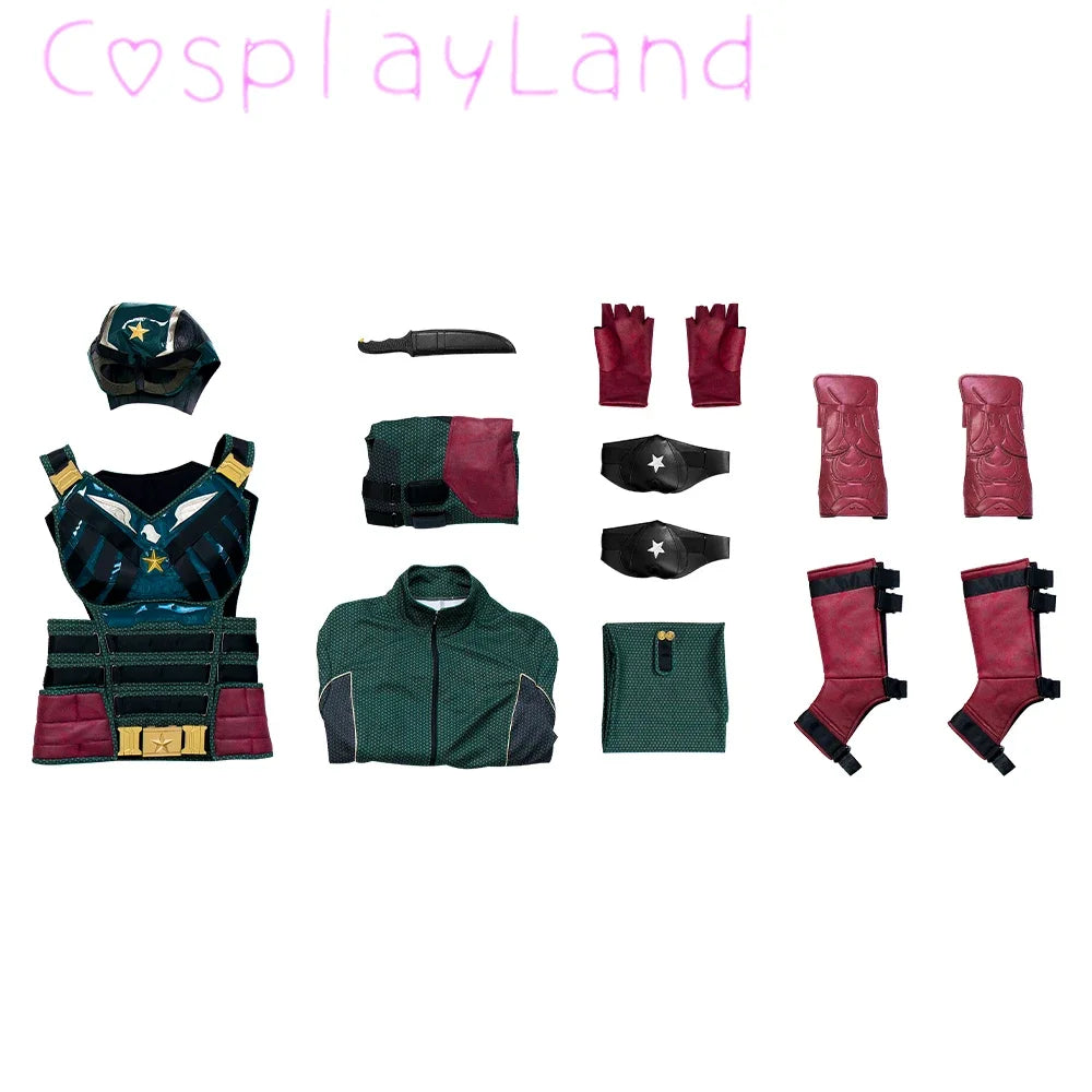 The Boys Soldier Boy Suit Costume American Hero Carnival Halloween Cosplay Green Superhero Ben Battle Outfit Adult  Men Suit