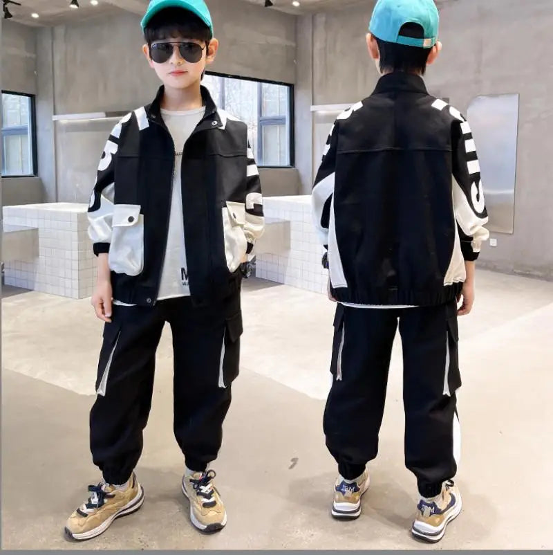 Boys Clothing Suit Spring and Autumn Children's Sportswear Two-piece Set fashion New zipper Jacket+Pants Suit For Boy 2-10Y