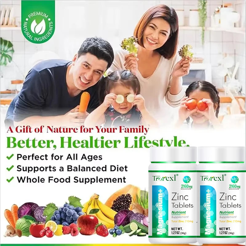 Best Magnesium Zinc Supplement 60 Tablets, Increase vitality, Immune Health