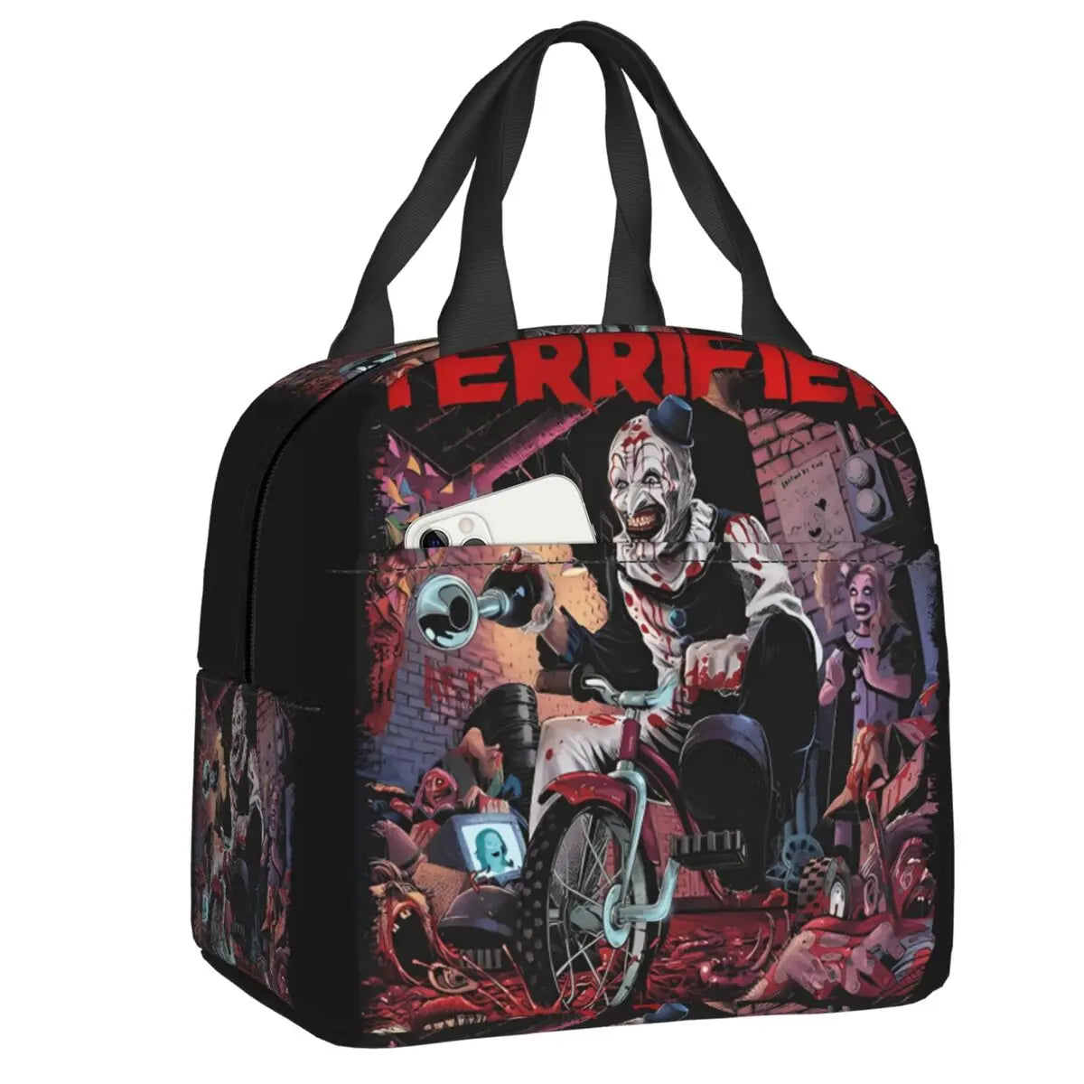Custom Art Crispies Terrifiers Halloween Horror Movie Lunch Bag Men Women Cooler Thermal Insulated Lunch Boxes for Adult Office