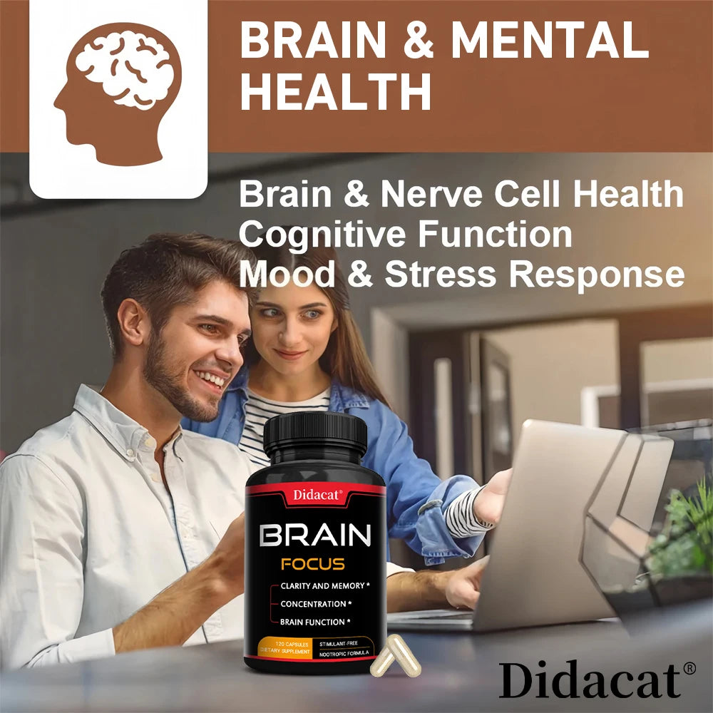 Bacopa Extract - with Lion's Mane, Helps Clear Thinking, Enhances Brain Function, Improves Memory, Supports Skin Health