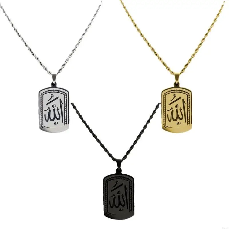 62KE Comfortable Necklace with Intricate Arabic Pattern Blessing Necklace Religious Neck Jewelry Suitable for Everyday Wear