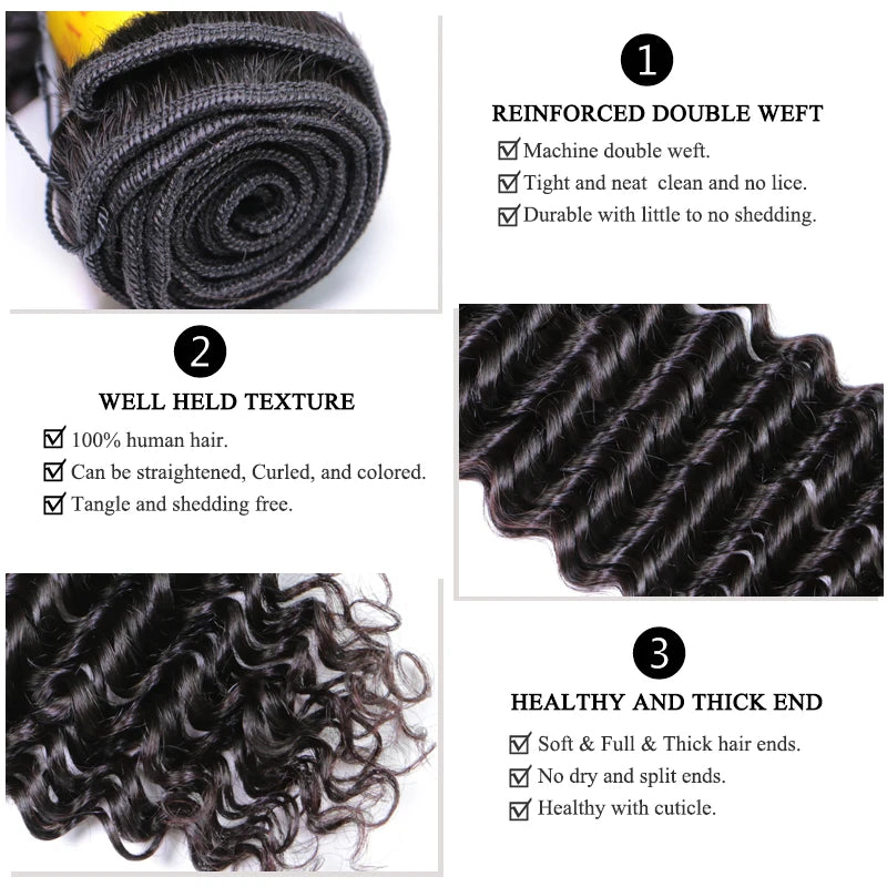 Peruvian Loose Wave and Deep Curly Wave Hair Weaving 100% Human Raw Hair Double Machine Weft Virgin Hair Bundles Queen Hair