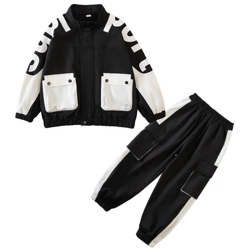 Boys Clothing Suit Spring and Autumn Children's Sportswear Two-piece Set fashion New zipper Jacket+Pants Suit For Boy 2-10Y