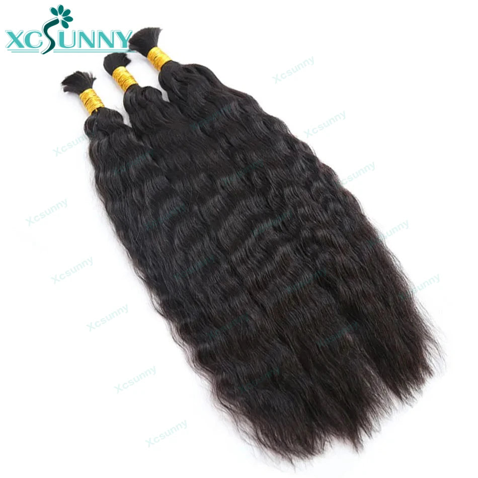Bulk Human Hair For Braiding Wet And Wavy Double Drawn Curly Bulk Human Hair Bundles Wholesale No Weft Extensions Boho Braids