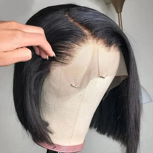 Bone Straight Bob Human Hair Wigs Pre Plucked Brazilian HD 13x4 4x4 Closure Lace Frontal Straight 100% Human Hair Wig Short Bob