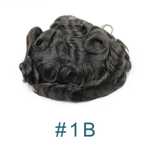 100% Human Hair 80Density Natural Hairline 0.02mm Full Skin Base Men Toupee #1B80 #60R Capillary Prosthesis System Man Hairpiece