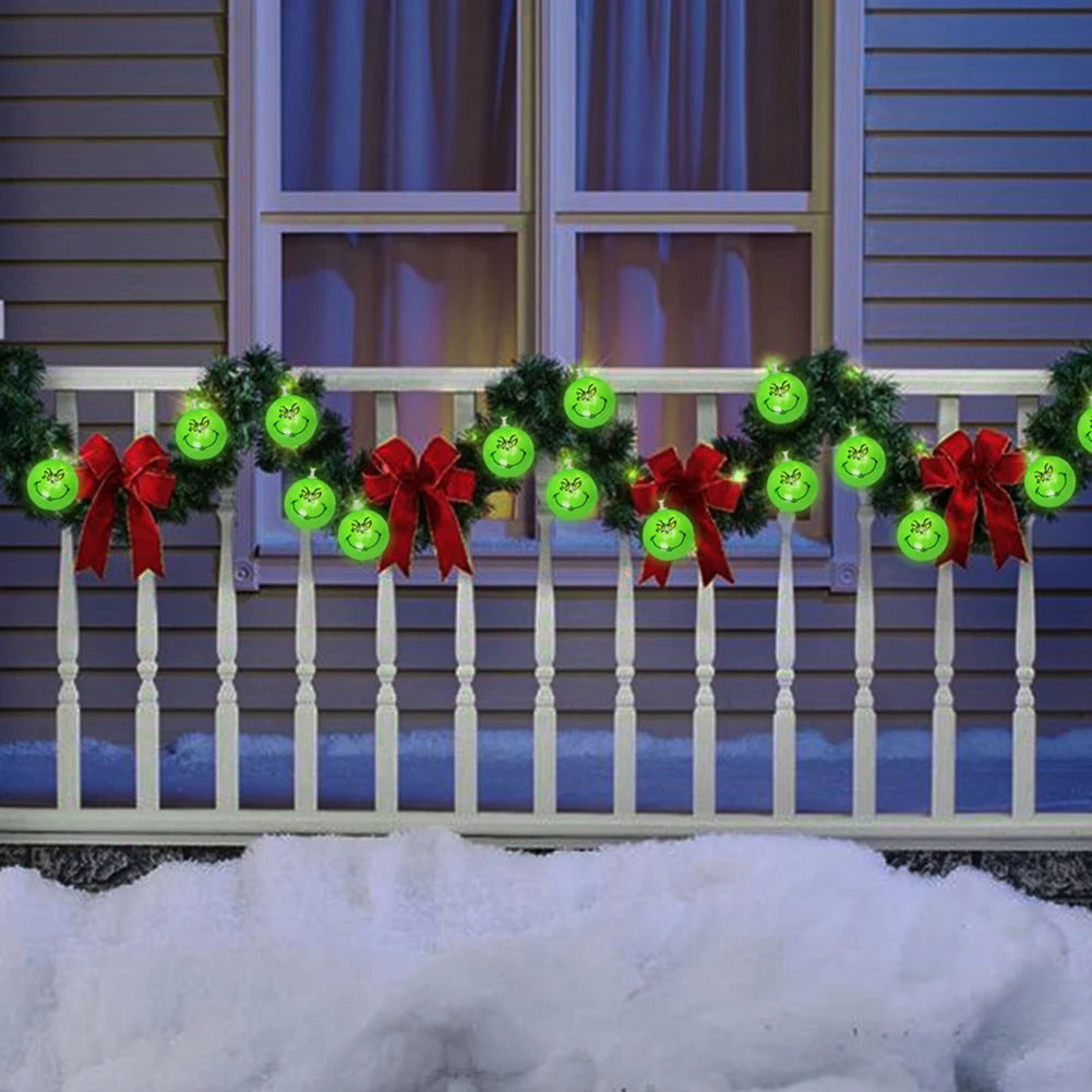 2024 Halloween Day Decoration Party String Lights Funny Green Balls Lights DIY Christmas Tree Decor Light Holiday Party Supplies
